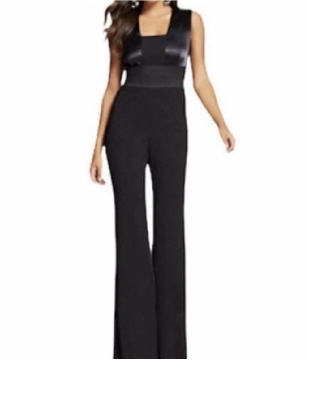 Gabrielle Union New York And Company Jumpsuit Black /Satin Medium Flare Bottom‎